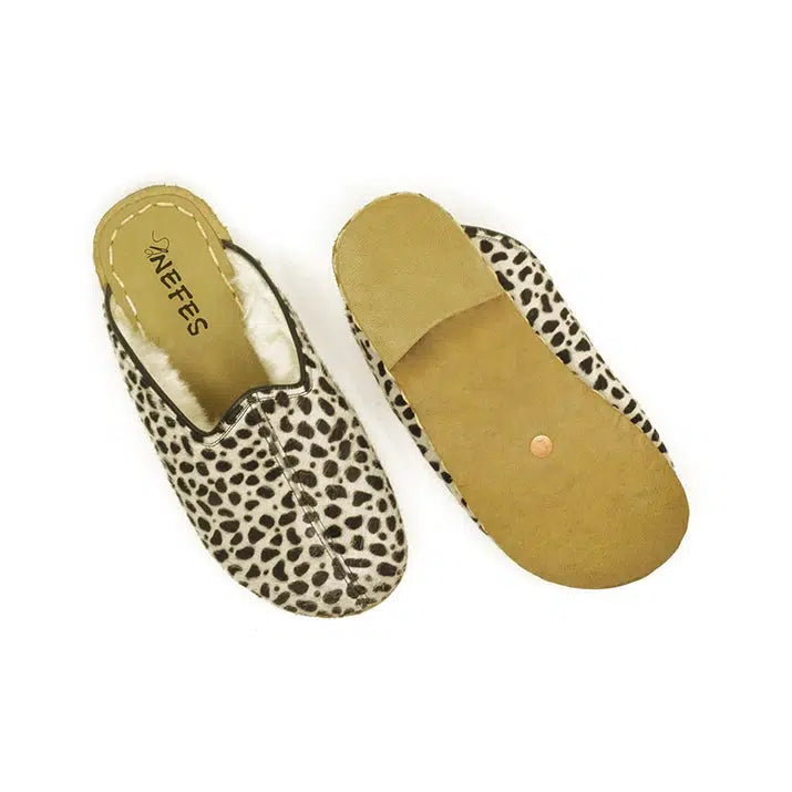 womens faux fur leopard print slippers