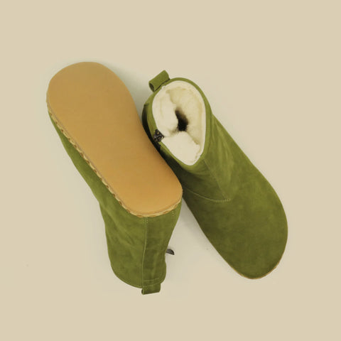 womens green barefoot hiking leather boots outdoor comfort