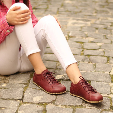 womens grounding barefoot sneaker burgundy