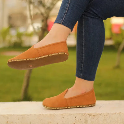 womens grounding shoes barefoot style orange nubuck