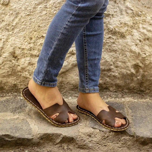 womens handmade barefoot crazy classic brown sandals
