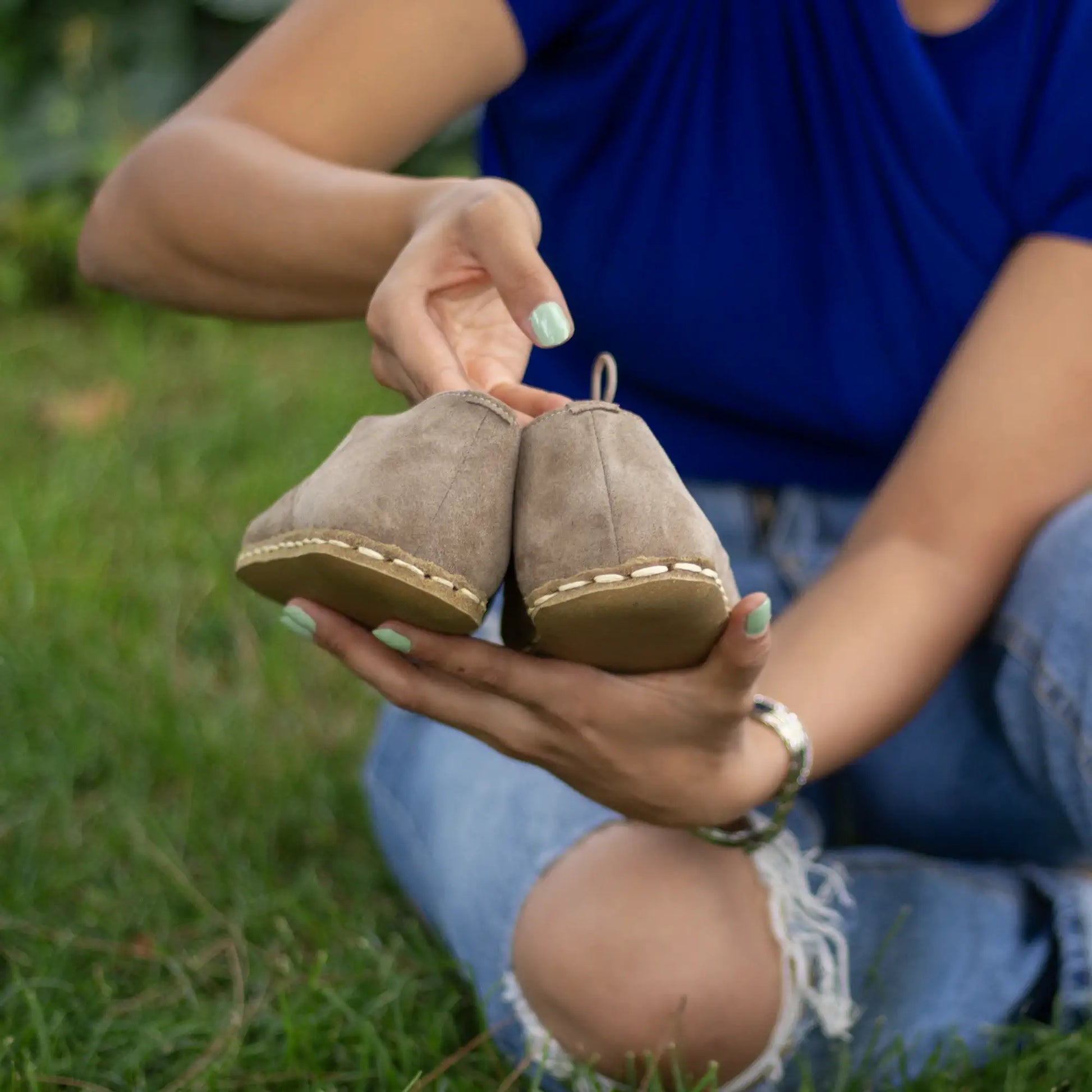 womens handmade barefoot leather shoes milky brown
