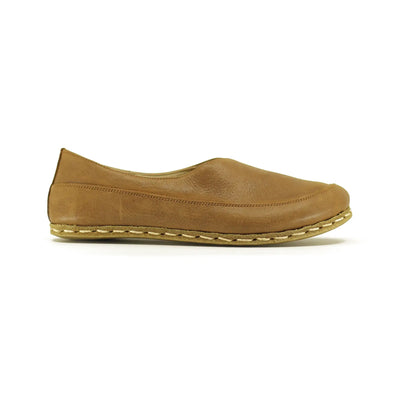 womens handmade matte brown barefoot leather loafers