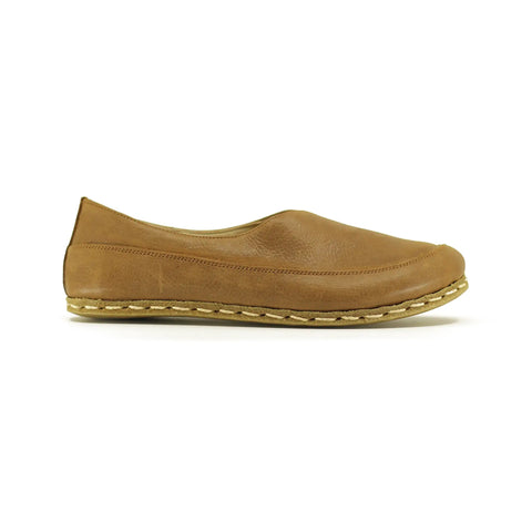womens handmade matte brown barefoot leather loafers