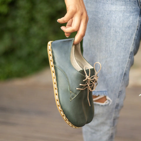 womens handmade toledo green barefoot natural leather shoes