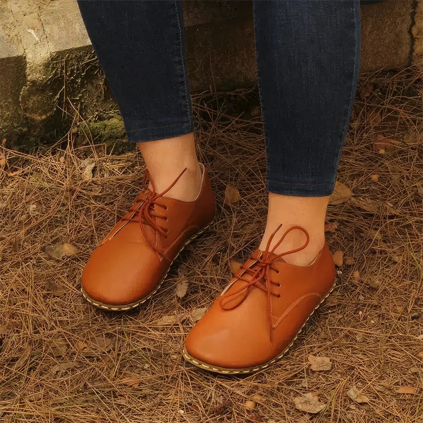 womens laced barefoot shoes oxford antique brown