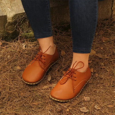womens laced barefoot shoes oxford antique brown