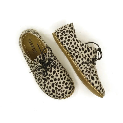 womens laced barefoot shoes oxford leopard print