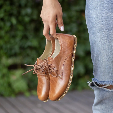 Handmade Barefoot Leather Shoes Antique Brown for Women 10