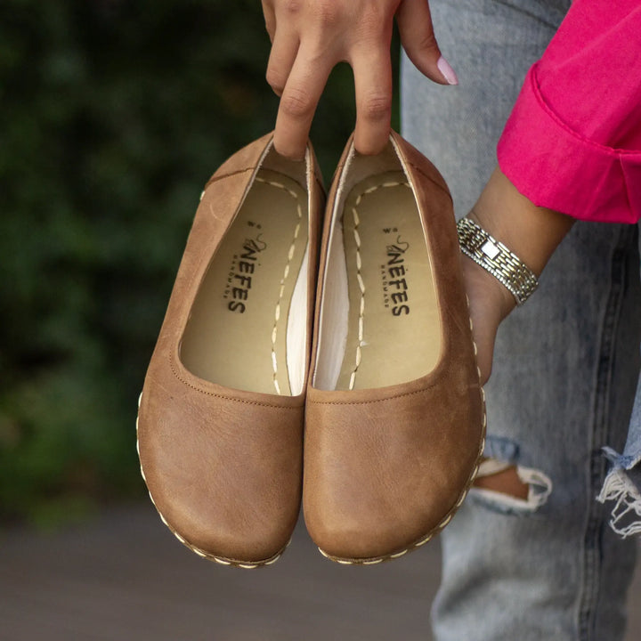 womens matte brown barefoot flat shoes