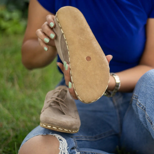 womens milky brown handmade barefoot leather shoes