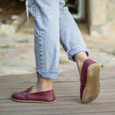 womens minimalist barefoot earthing crazy burgundy shoes