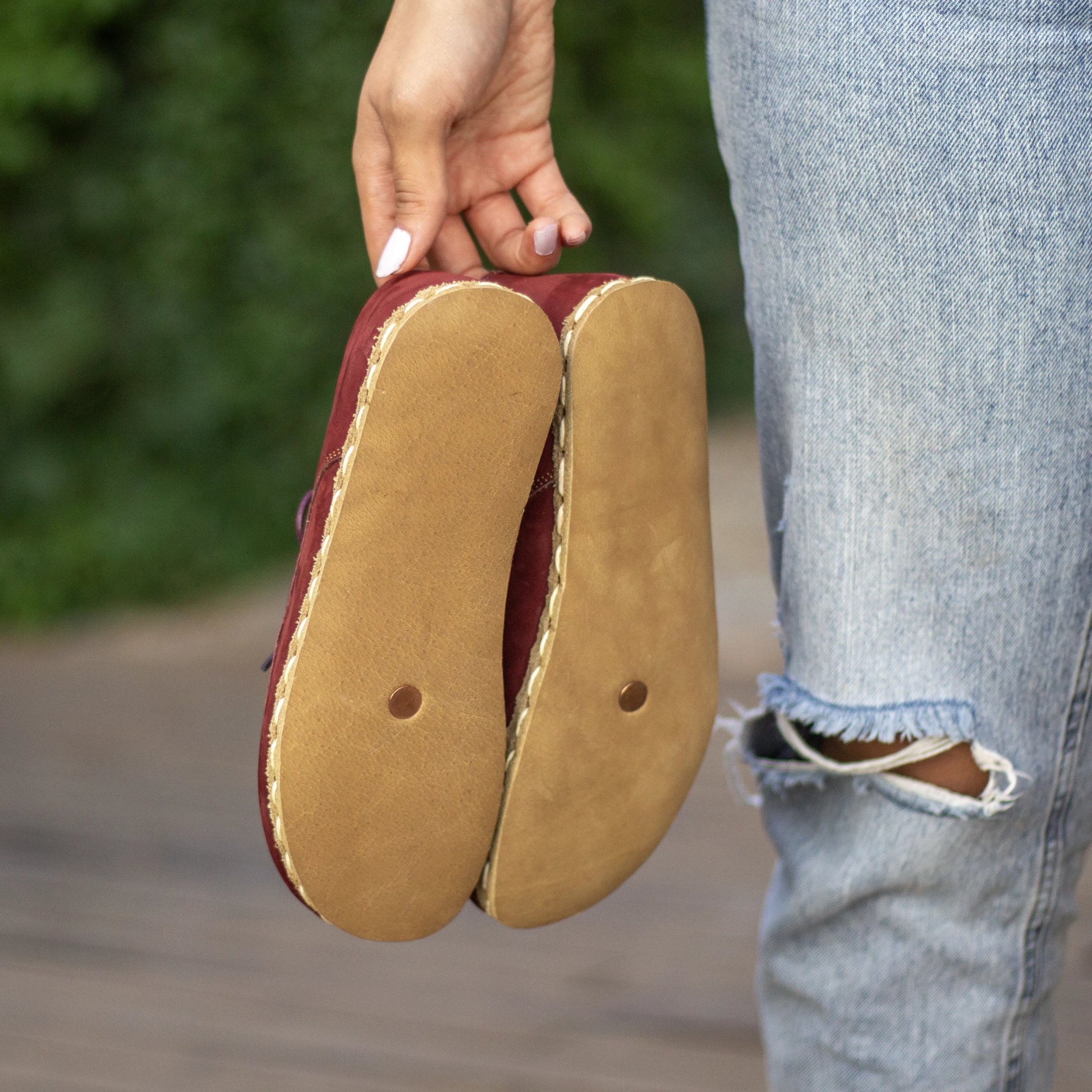 womens natural barefoot shoes burgundy oxford design