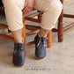 womens navy blue barefoot grounding ankle boots leather
