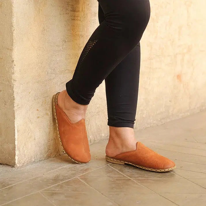 womens orange nubuck sheepskin slippers