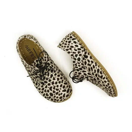 womens oxford lace up leopard style shoes