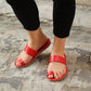 womens red one toe slippers leather summer wear