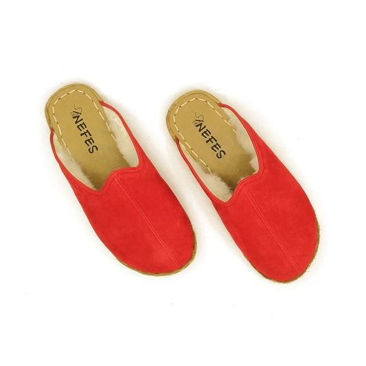 womens red sheepskin slippers