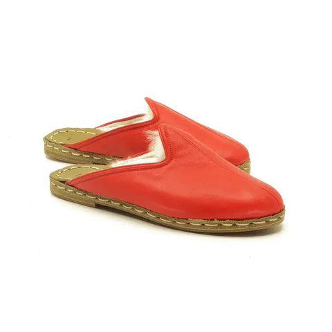 womens warm winter slippers red genuine sheepskin