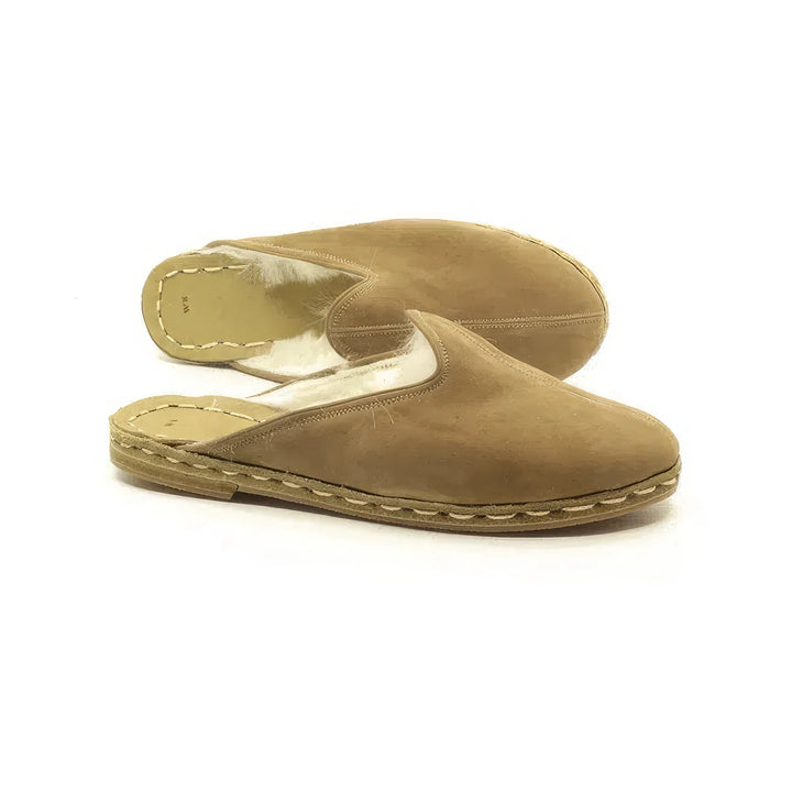 womens winter slippers nubuck brown cozy sheepskin
