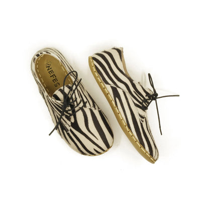 zebra pattern barefoot oxford shoes women casual look