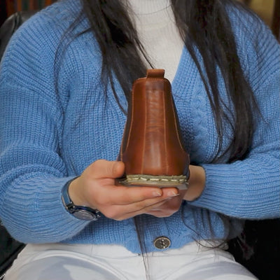 Chelsea Barefoot Boots Brown Handmade Women's