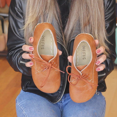 barefoot style hand sewn antique brown shoes for women