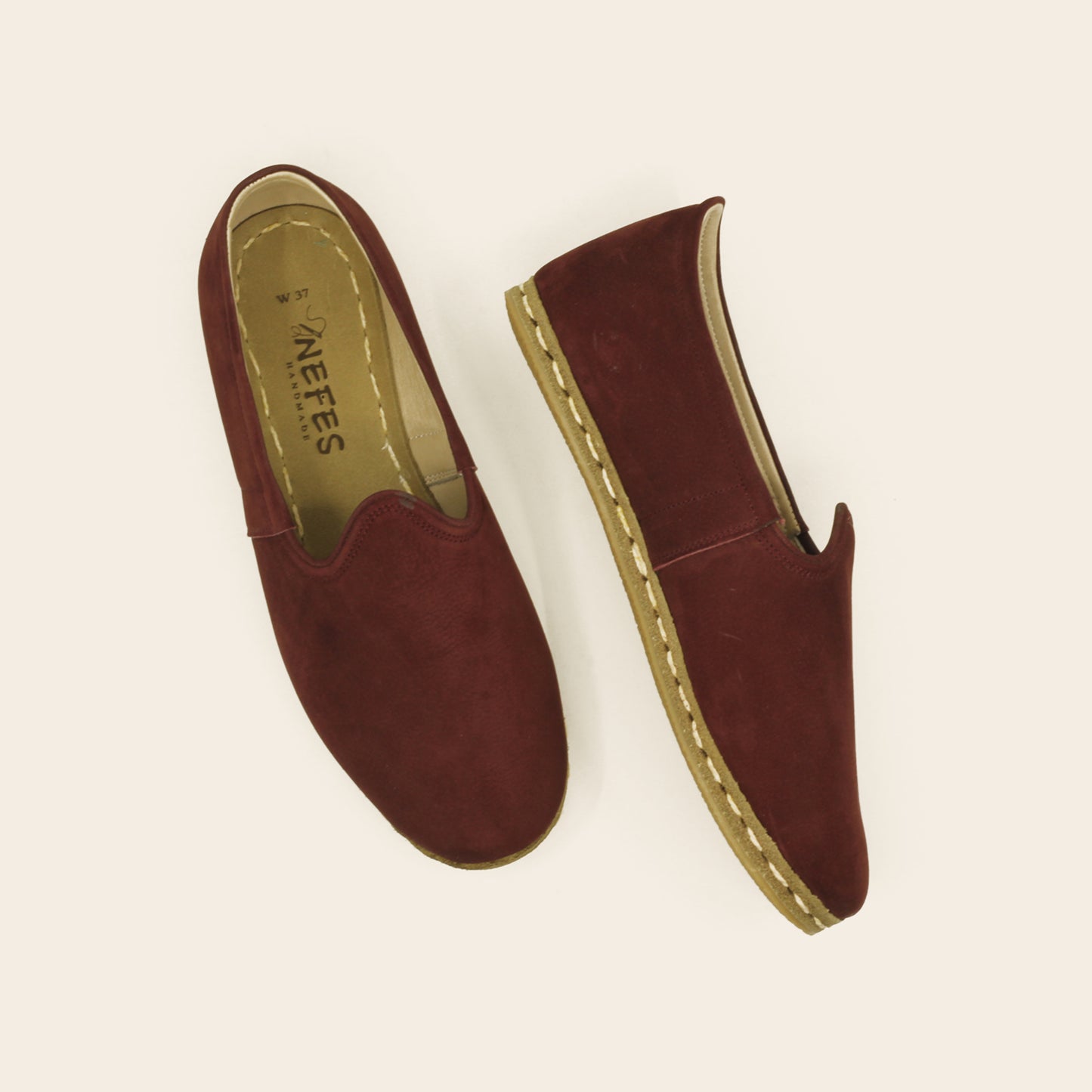 Handmade Nubuck Leather Burgundy Shoes For Ladies - Nefes Shoes