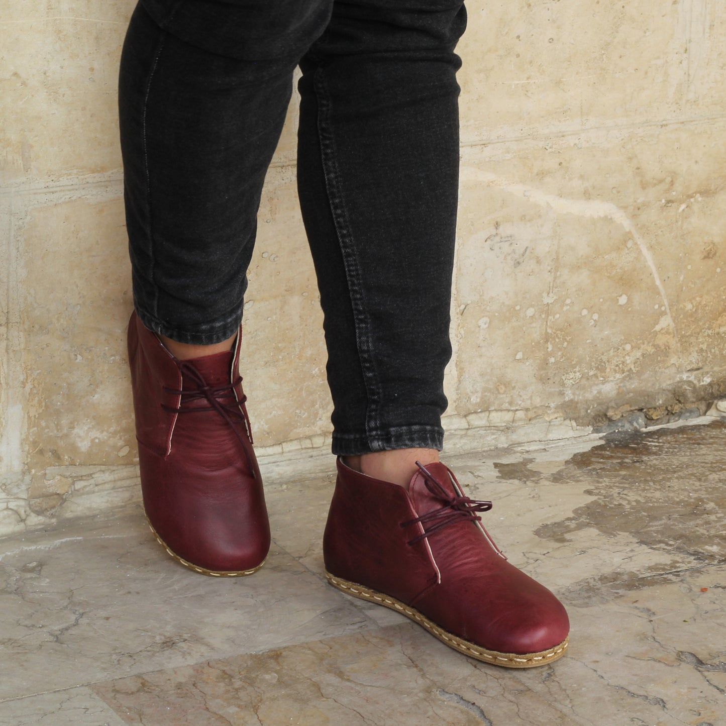 Burgundy Barefoot Leather Men's Boots