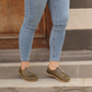 Women's Military Green Barefoot Flat Leather Shoes - Experience Barefoot Comfort in Style