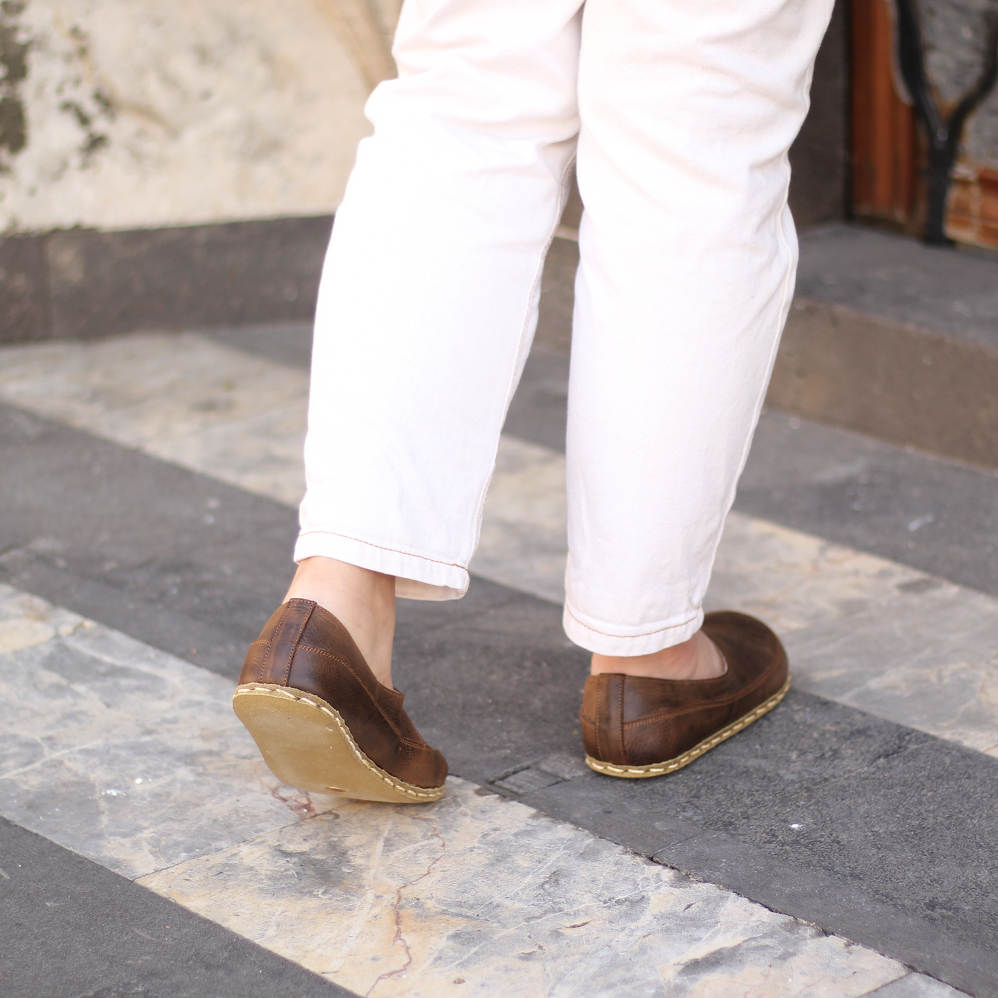Women's Handmade Zero Drop Barefoot Classic Crazy Brown Loafers