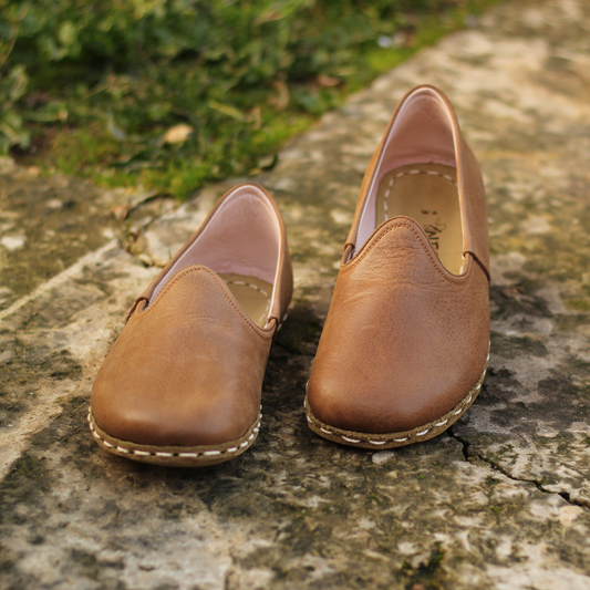 Barefoot Matte Brown Leather Shoes: Handmade