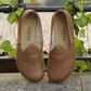 Handmade Women's Shoes: Wide Front, Flexible Matte Brown Genuine Leather with Tan Buffalo Leather Accents