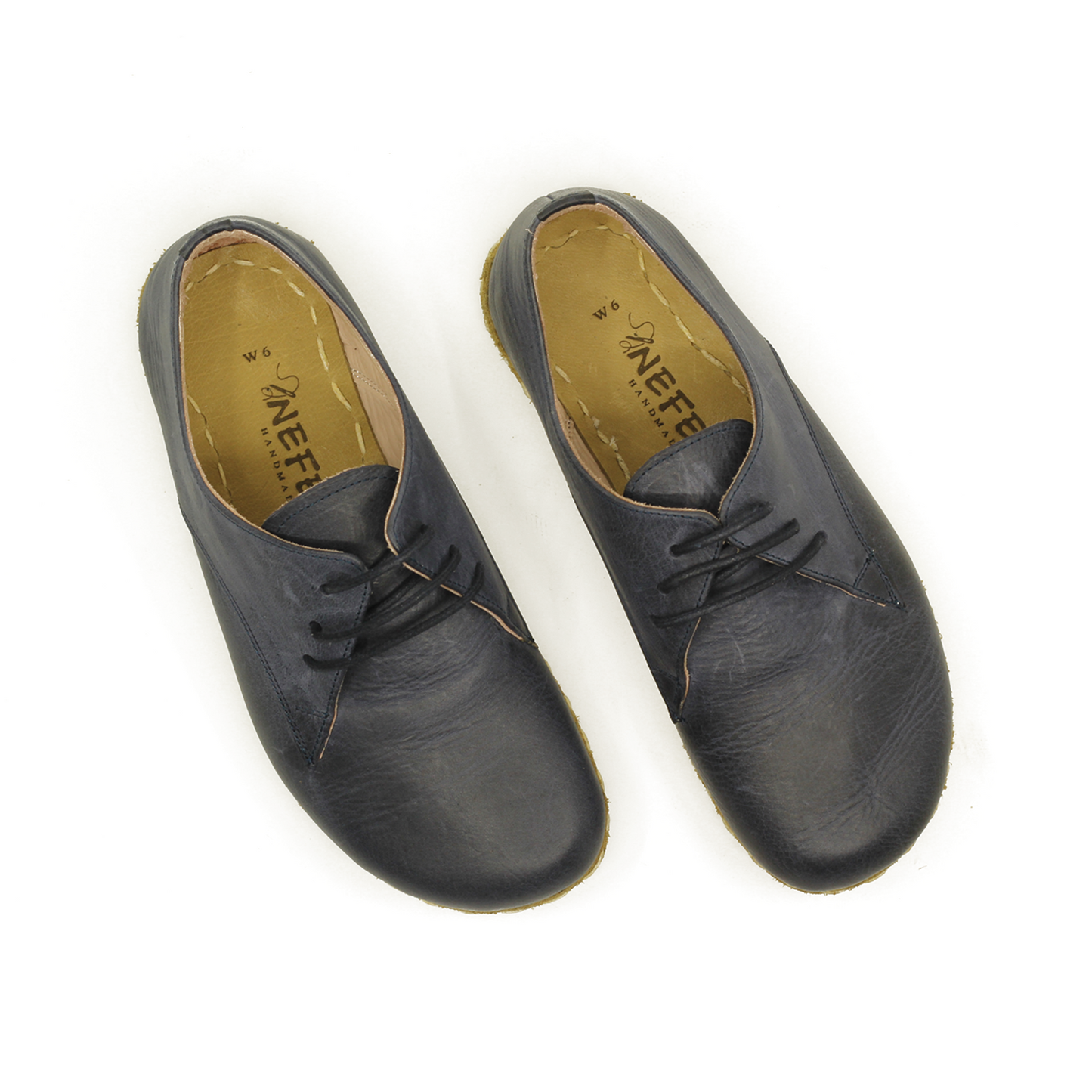 Crazy Navy Blue Leather Barefoot Shoes: Handmade & Zero Drop