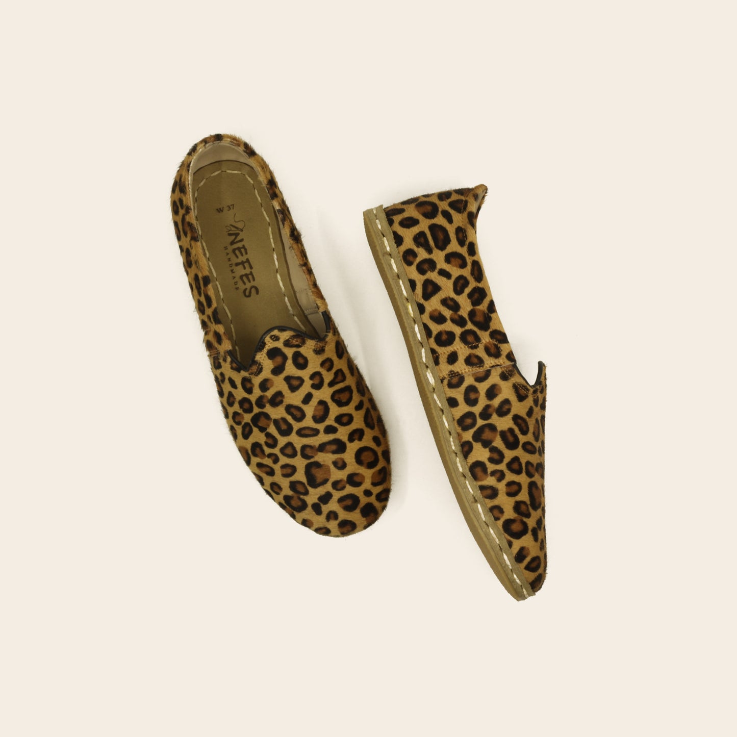 Women's Leopard Fashion Handmade Sneakers - Nefes Shoes