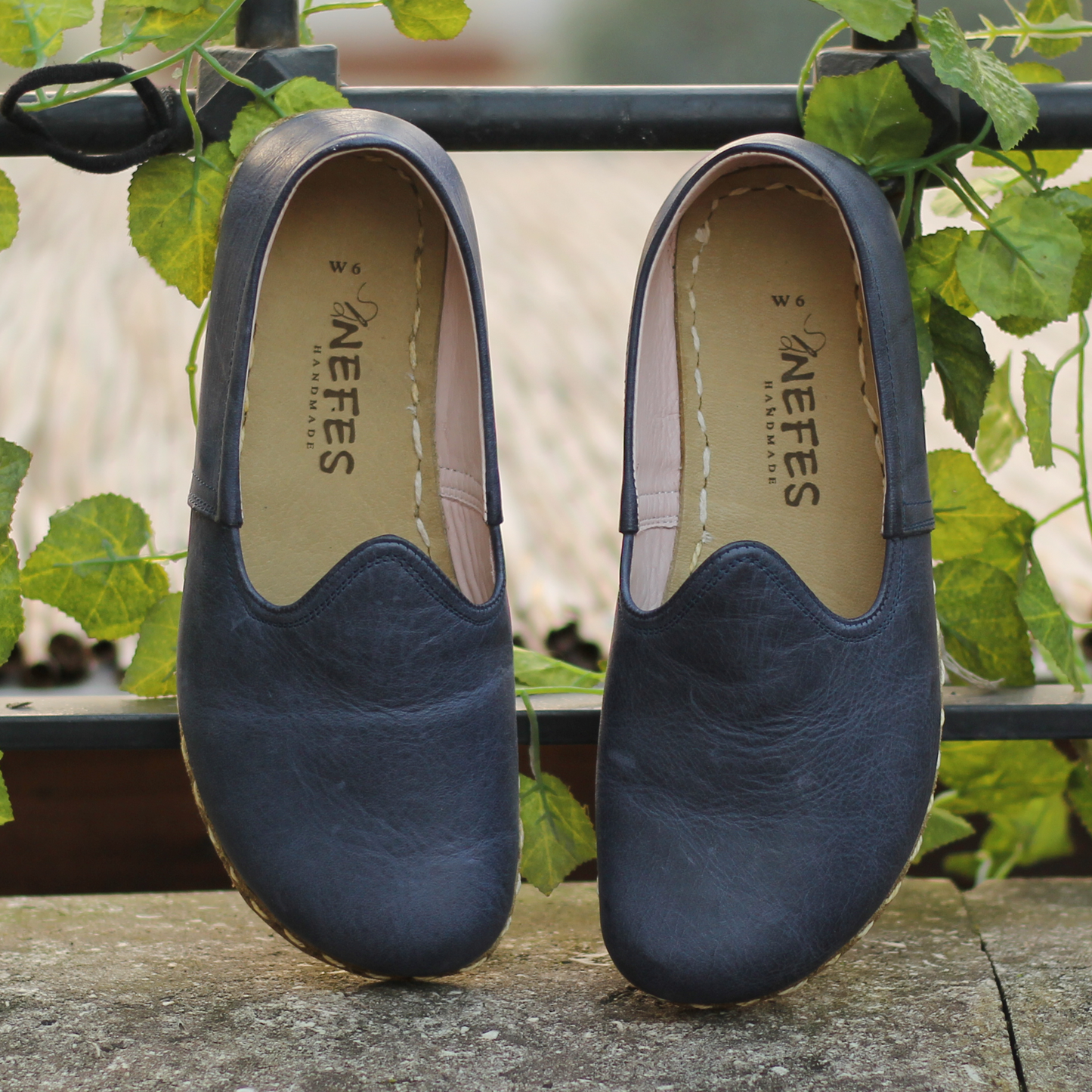 Classic Crazy Navy Blue Barefoot Shoes - Zero Drop Handmade Leather