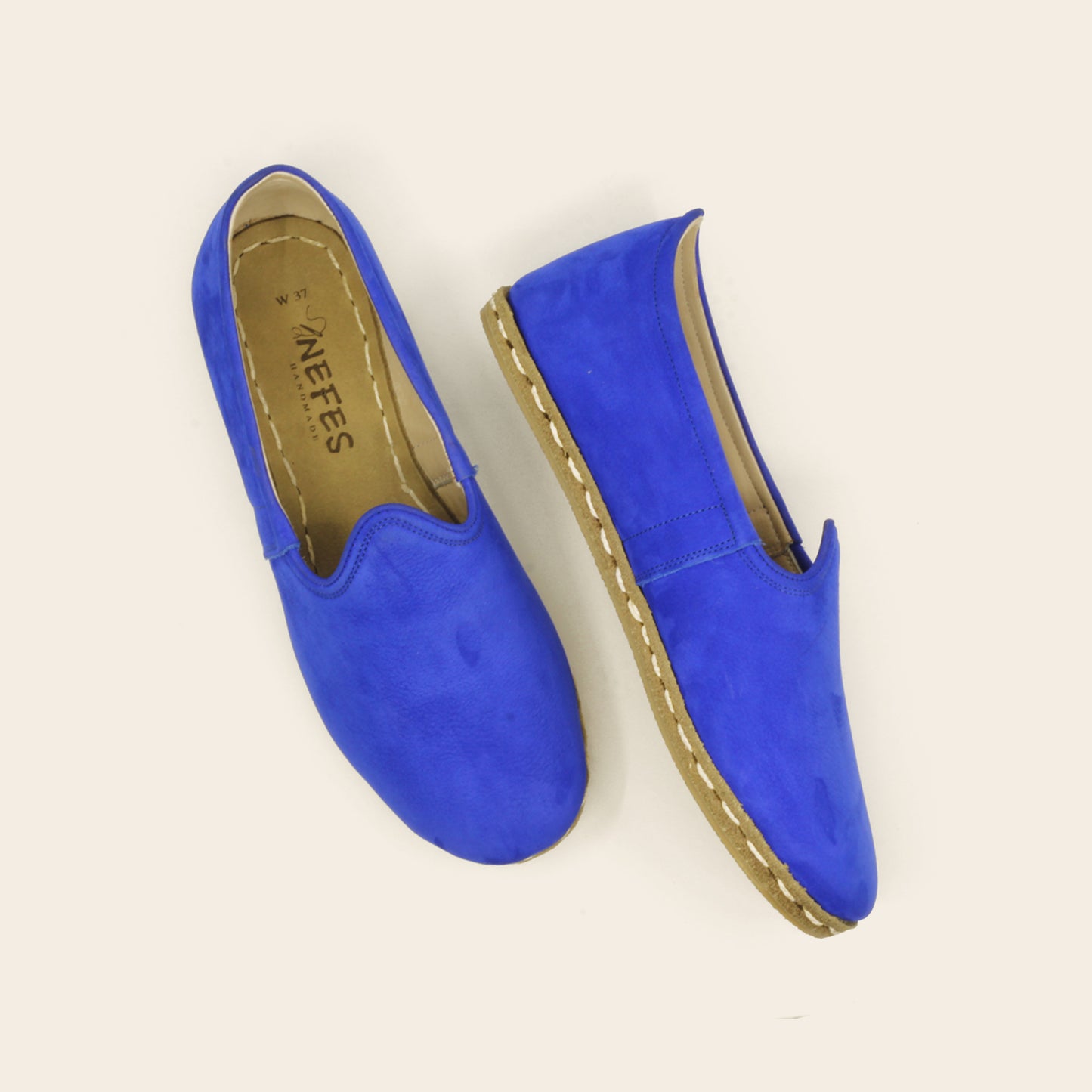 Men Shoes Handmade Blue Nubuck Leather Yemeni Rubber Sole