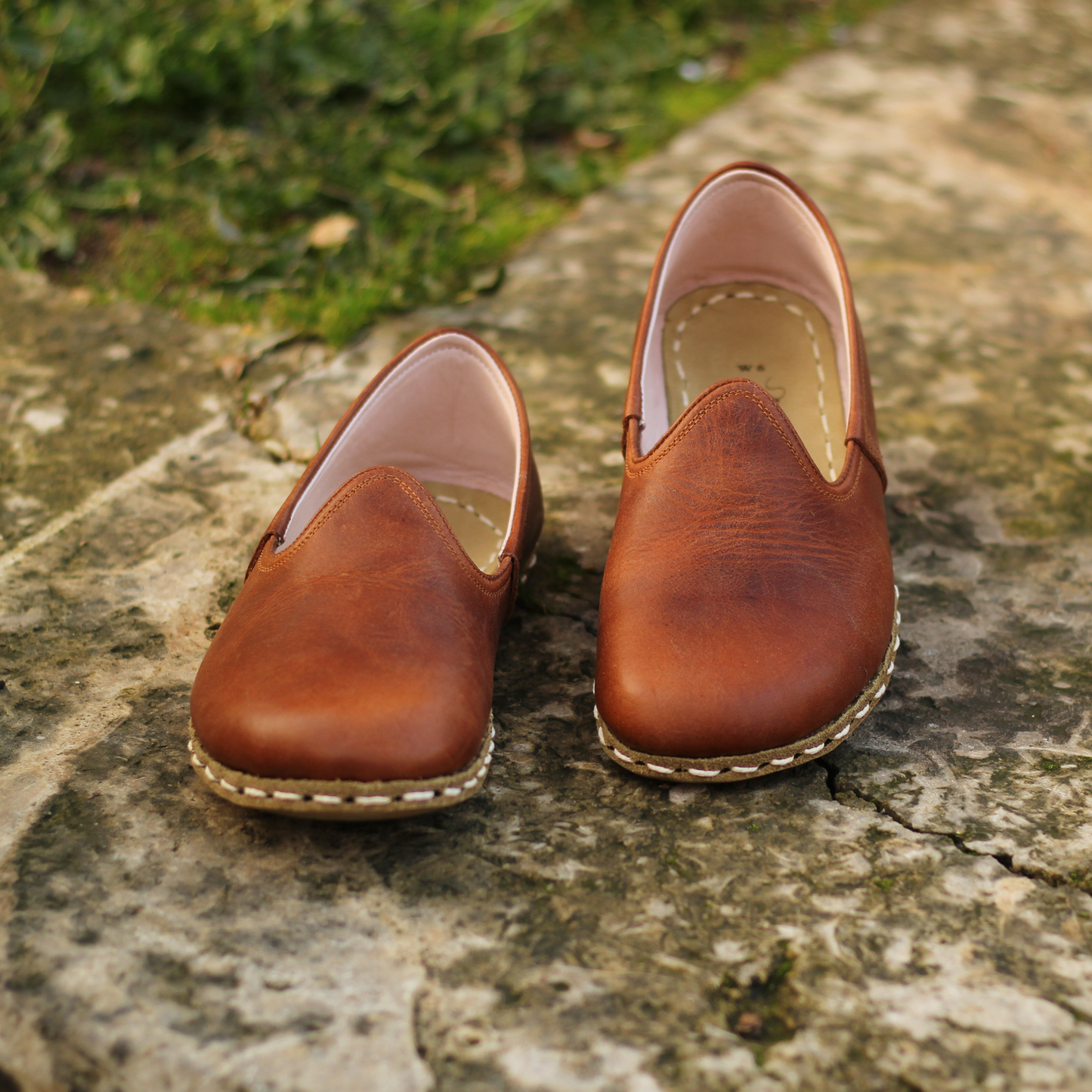 Handmade Turkish Yemeni Shoes in New Crazy Brown Leather with Wide Front