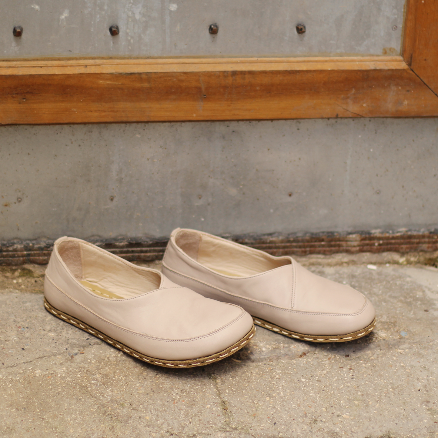Women's Handmade Barefoot Loafers in Genuine Ice Cream Leather