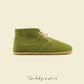 Shearling oxford ankle barefoot boots - Green Nubuck - Zero Drop - Rubber Sole