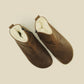 Fur Boot Men, Ankle Barefoot With Zipper - Crazy Brown - Zero Drop - Rubber Sole