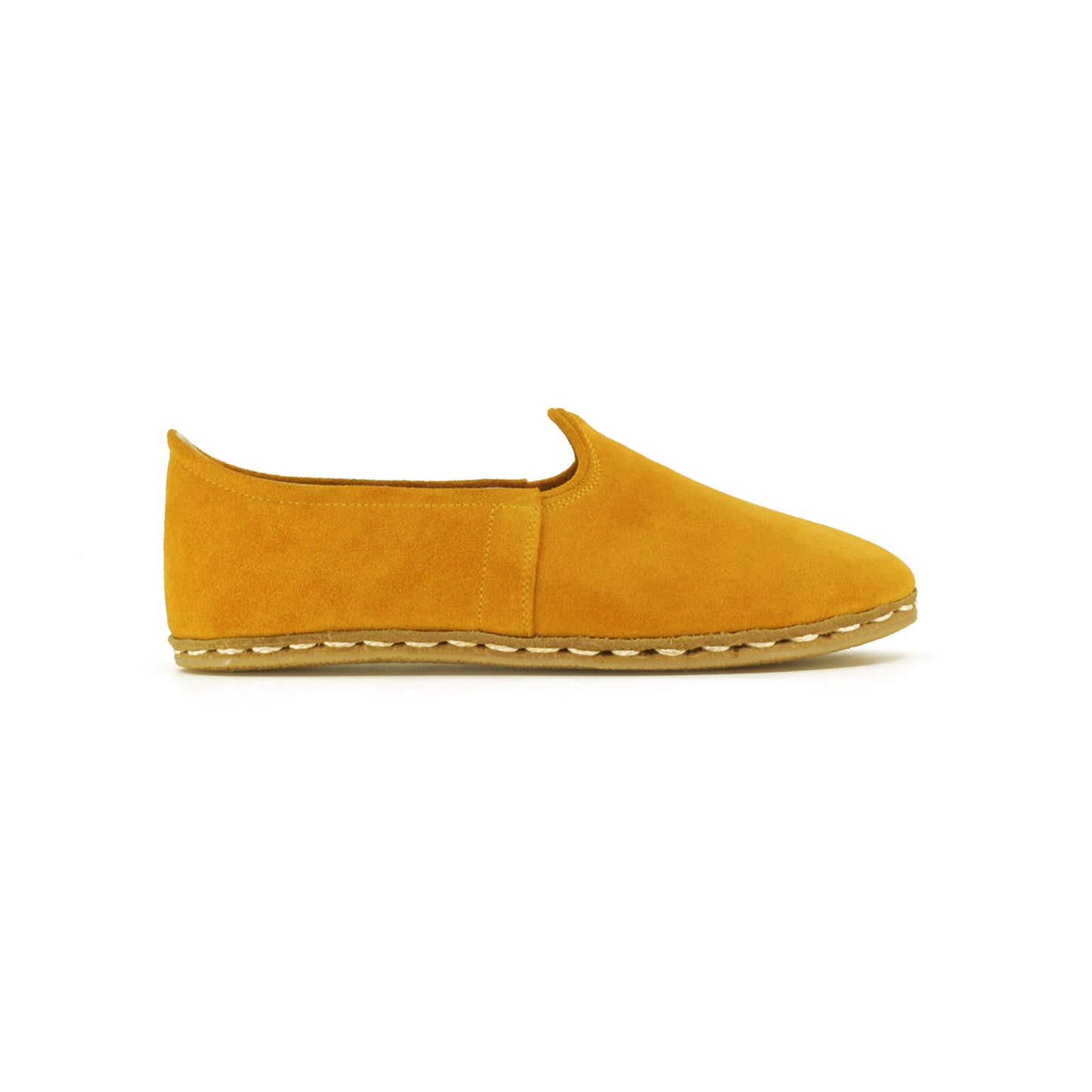 Dark Yellow Suede Handmade Leather Yemeni Shoes For Women - Nefes Shoes