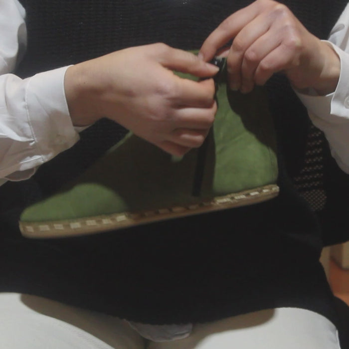 Barefoot Boots for Men with Zipper Green