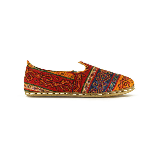 Men Shoes Handmade Turkish Rug Kilim Leather Yemeni Rubber Sole