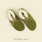 Shearling oxford ankle barefoot boots - Green Nubuck - Zero Drop - Rubber Sole