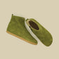 Ankle Barefoot With Zipper Women Boots - Green Nubuck - Zero Drop - Rubber Sole