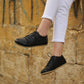 Black Leather Barefoot Sneakers For Womens
