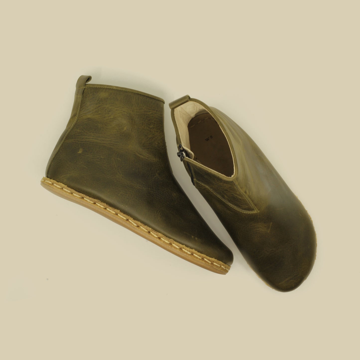 Crazy Olive Green Ankle Boots: Zippered Barefoot Mastery & Zero Drop Sole