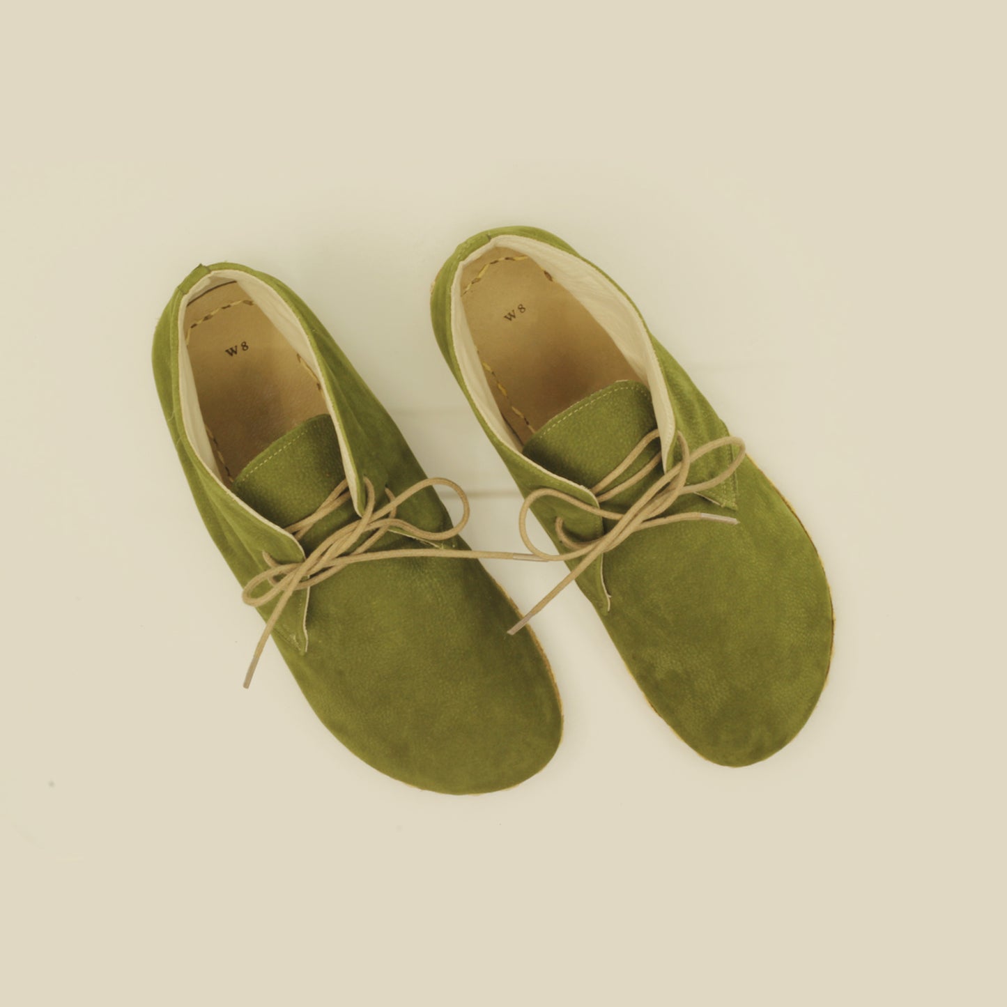 Handmade Zero Drop Barefoot Leather Boots for Women - Oxford Ankle in Green Nubuck