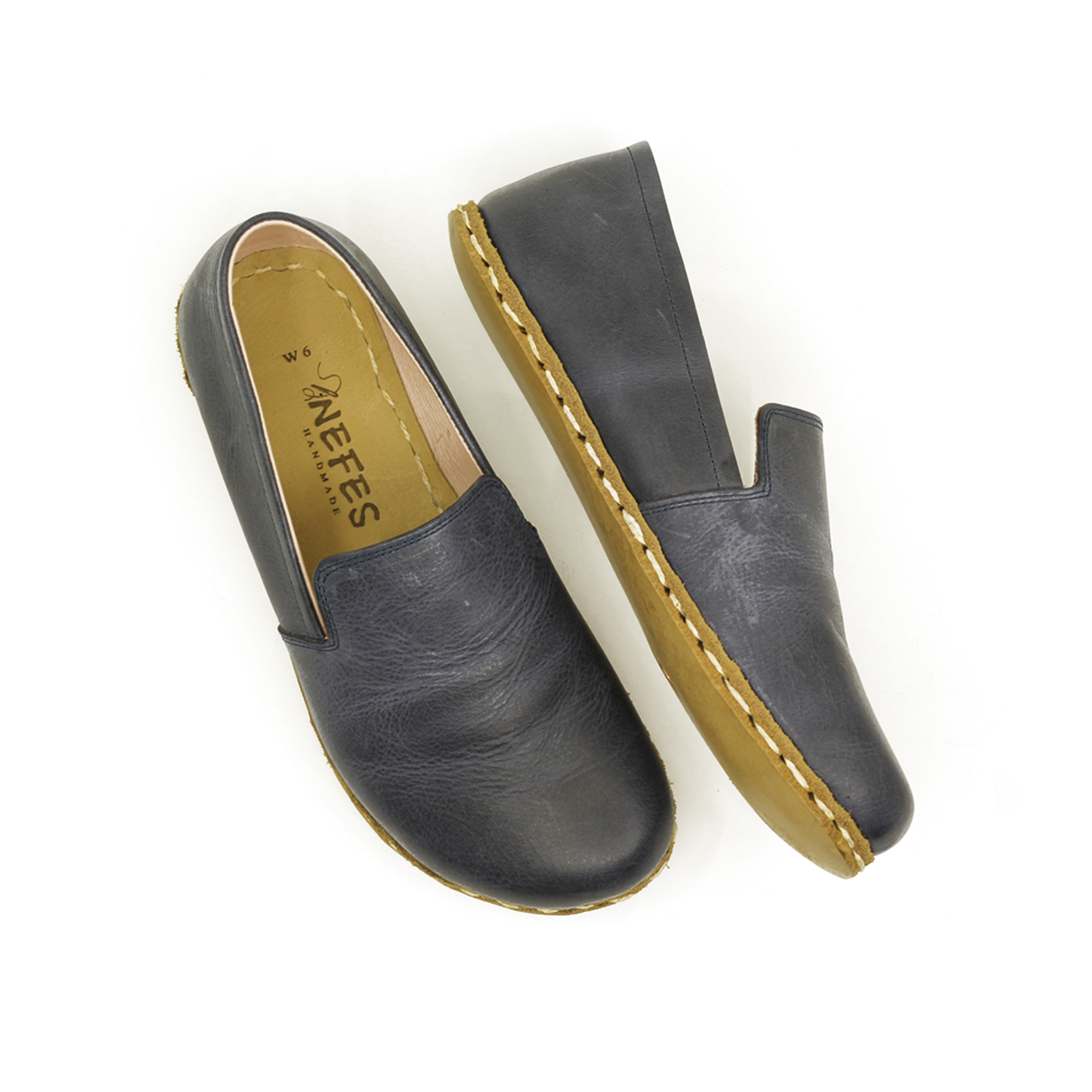 Men's Modern Barefoot Loafers - Crazy Navy Blue, Handmade Zero Drop Leather